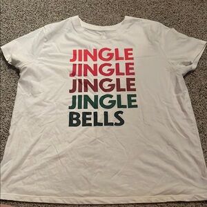 White T-Shirt with Jingle Bells Print